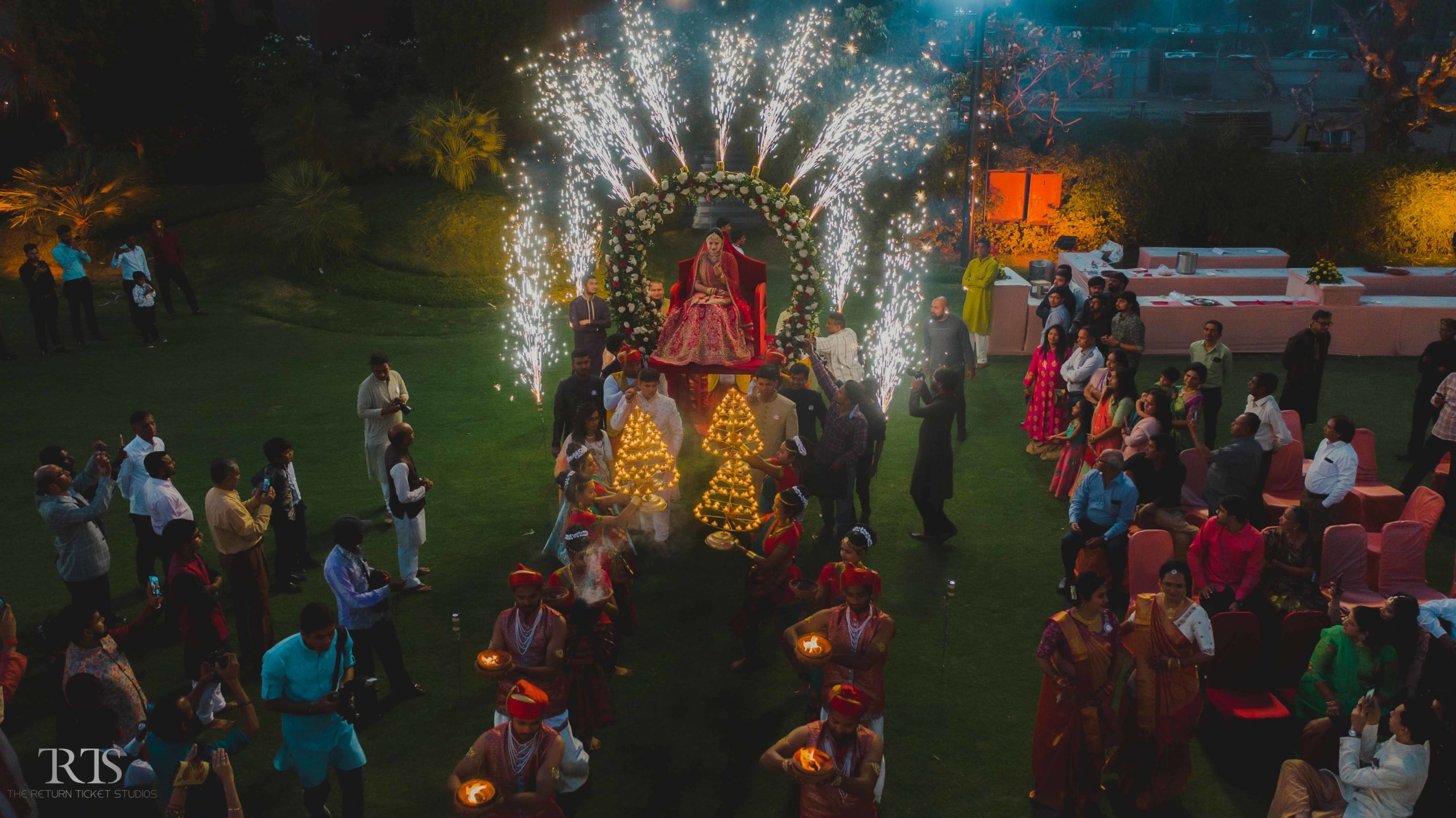 bridal entry with fire works in ahmedabad